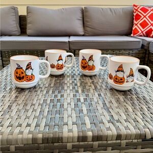 Halloween Pumpkin and Gnome Stacking Mugs Set